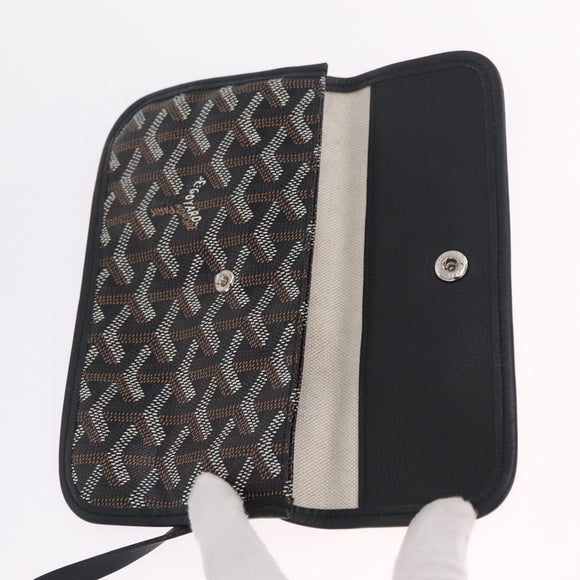 Goyard Herringbone Saint Louis PM Tote Bag PVC Black Silver Auth 215370