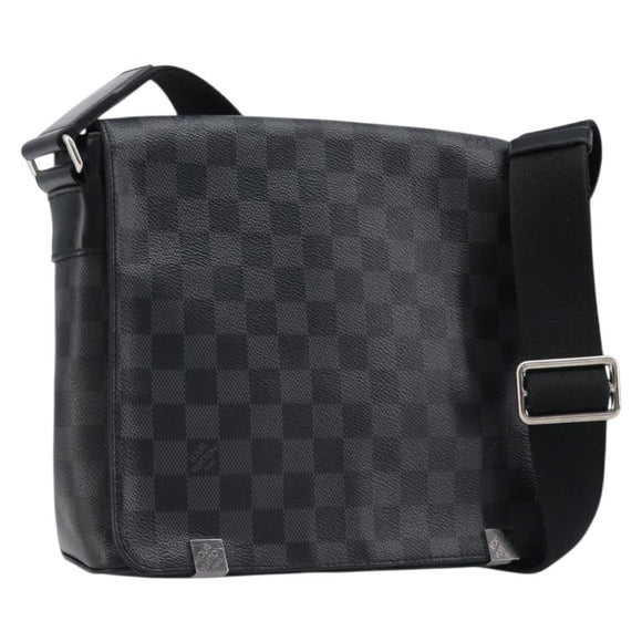 LOUIS VUITTON Damier Graphite District PM Shoulder Bag N41028 LV Auth 215379A