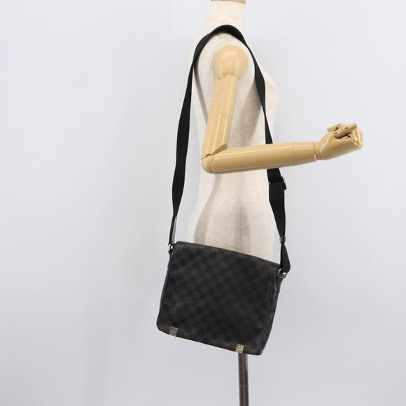 LOUIS VUITTON Damier Graphite District PM Shoulder Bag N41028 LV Auth 215379A