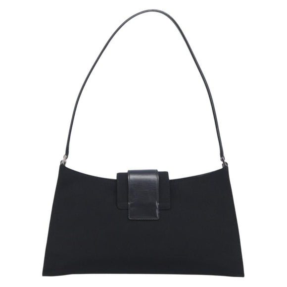 Salvatore Ferragamo Vala Shoulder Bag Canvas Black Silver Auth 215390A