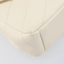 CHANEL Chain Shoulder Bag Lamb Skin Ivory CC Auth 215393V-12
