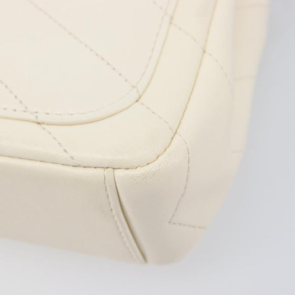 CHANEL Chain Shoulder Bag Lamb Skin Ivory CC Auth 215393V