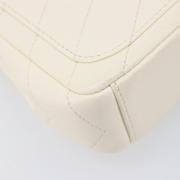 CHANEL Chain Shoulder Bag Lamb Skin Ivory CC Auth 215393V