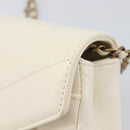 CHANEL Chain Shoulder Bag Lamb Skin Ivory CC Auth 215393V-15