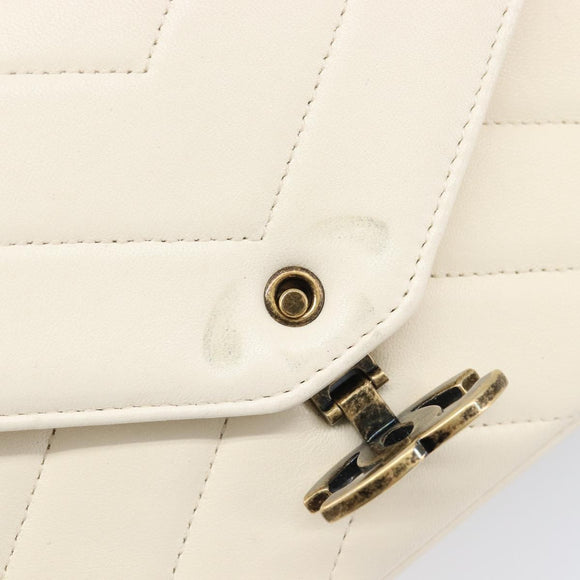 CHANEL Chain Shoulder Bag Lamb Skin Ivory CC Auth 215393V