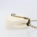 CHANEL Chain Shoulder Bag Lamb Skin Ivory CC Auth 215393V-4