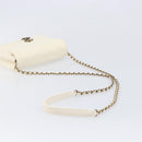 CHANEL Chain Shoulder Bag Lamb Skin Ivory CC Auth 215393V-7