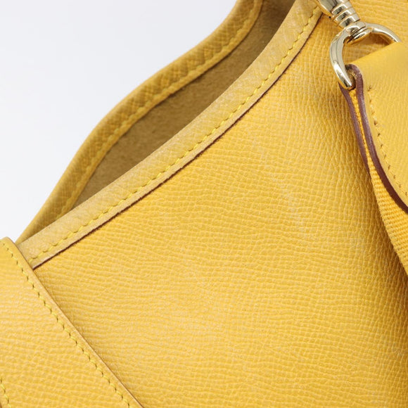 HERMES Evelyn 1PM Shoulder Bag Leather Yellow Silver Auth 215394A