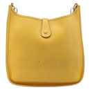 HERMES Evelyn 1PM Shoulder Bag Leather Yellow Silver Auth 215394A-3
