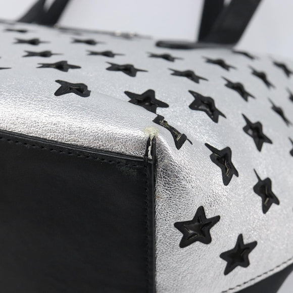 Jimmy Choo Tote Bag Leather Silver Auth 215396A
