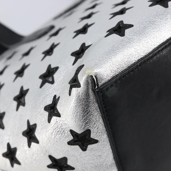 Jimmy Choo Tote Bag Leather Silver Auth 215396A