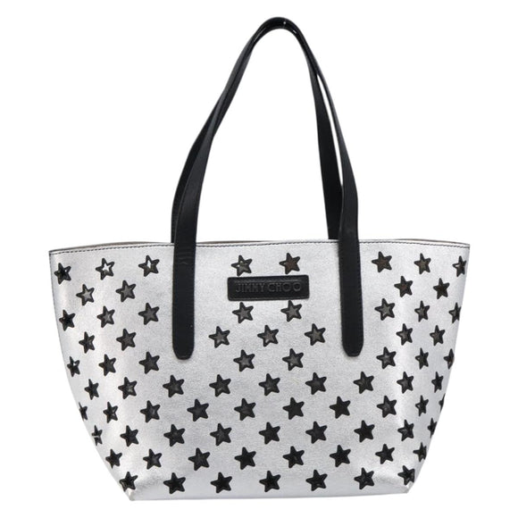 Jimmy Choo Tote Bag Leather Silver Auth 215396A
