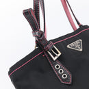 PRADA Hand Bag Nylon Black Silver Auth 215399A-15