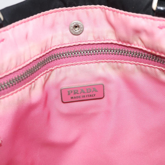 PRADA Hand Bag Nylon Black Silver Auth 215399A