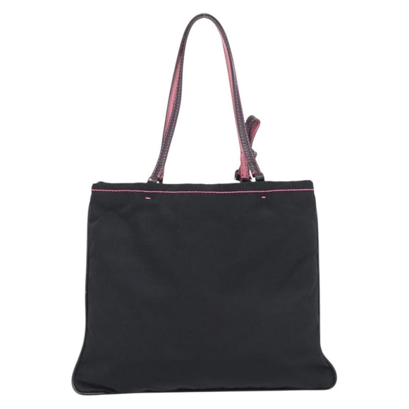PRADA Hand Bag Nylon Black Silver Auth 215399A