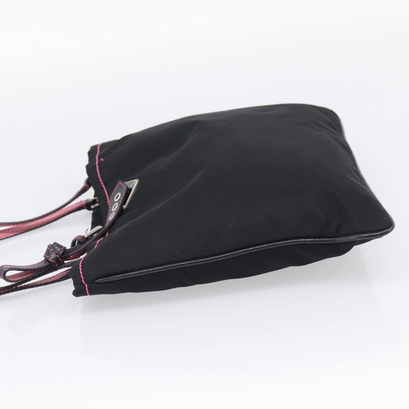 PRADA Hand Bag Nylon Black Silver Auth 215399A