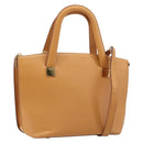 CELINE Hand Bag Leather 2way Beige Gold Auth 215400-1