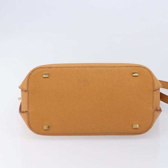 CELINE Hand Bag Leather 2way Beige Gold Auth 215400