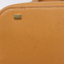 CELINE Hand Bag Leather 2way Beige Gold Auth 215400-12