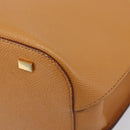 CELINE Hand Bag Leather 2way Beige Gold Auth 215400-13