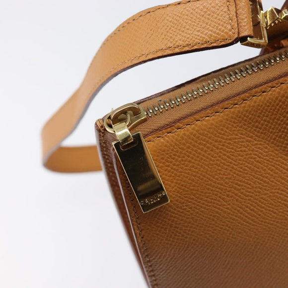 CELINE Hand Bag Leather 2way Beige Gold Auth 215400