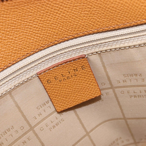 CELINE Hand Bag Leather 2way Beige Gold Auth 215400