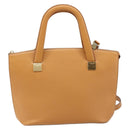 CELINE Hand Bag Leather 2way Beige Gold Auth 215400-2