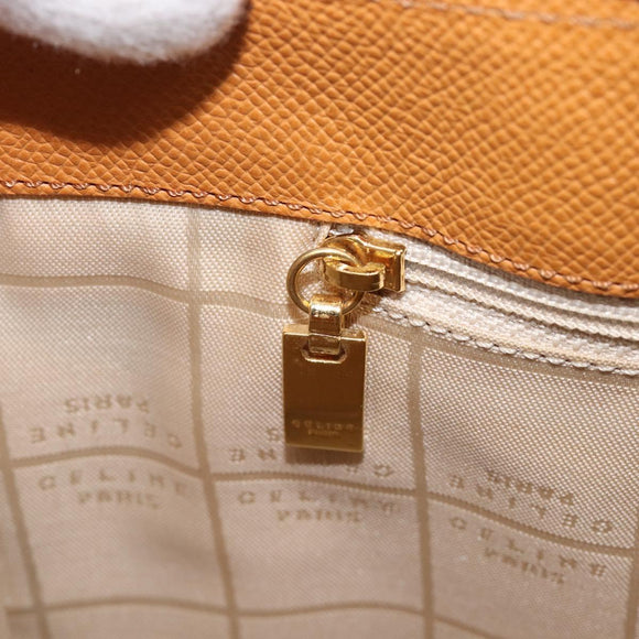 CELINE Hand Bag Leather 2way Beige Gold Auth 215400