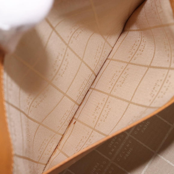 CELINE Hand Bag Leather 2way Beige Gold Auth 215400