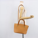 CELINE Hand Bag Leather 2way Beige Gold Auth 215400-28