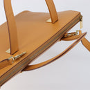CELINE Hand Bag Leather 2way Beige Gold Auth 215400-6
