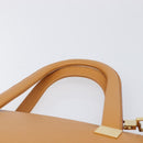 CELINE Hand Bag Leather 2way Beige Gold Auth 215400-8