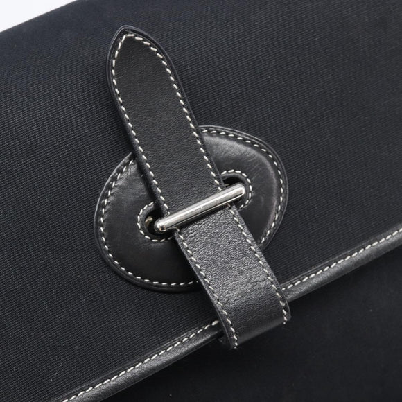 HERMES Buenaventura PM Shoulder Bag Canvas Black Auth 215407A