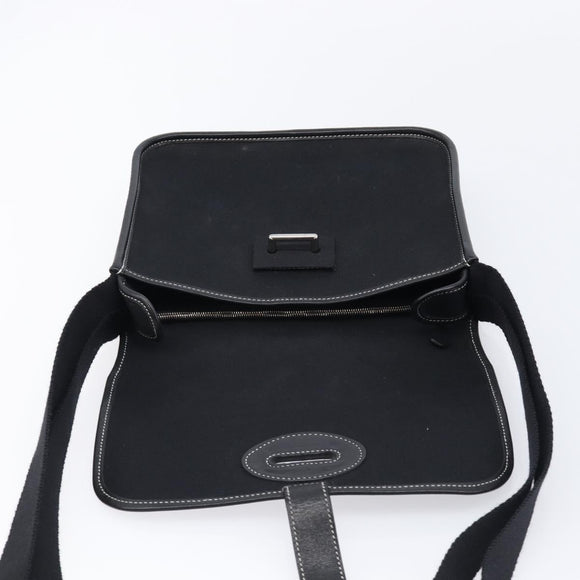 HERMES Buenaventura PM Shoulder Bag Canvas Black Auth 215407A