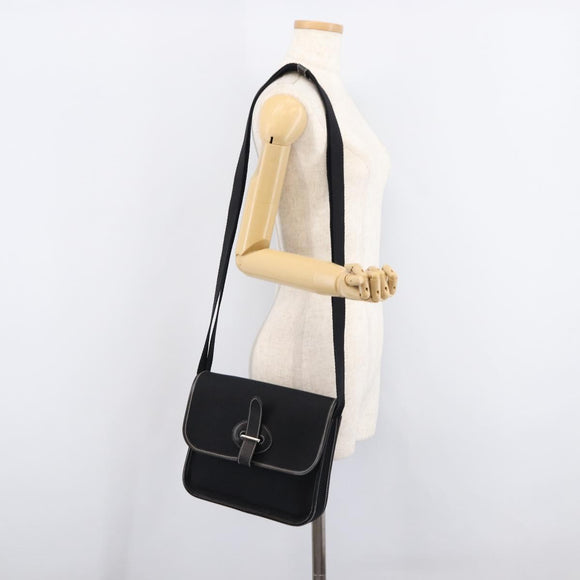 HERMES Buenaventura PM Shoulder Bag Canvas Black Auth 215407A