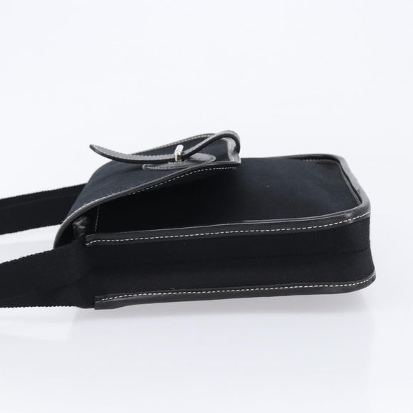 HERMES Buenaventura PM Shoulder Bag Canvas Black Auth 215407A
