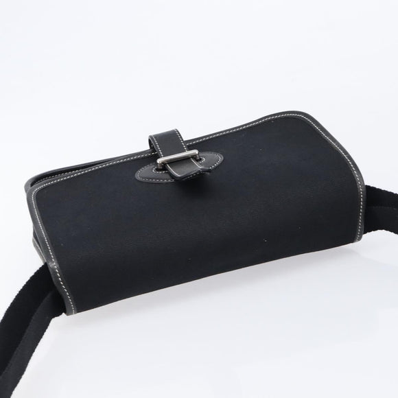 HERMES Buenaventura PM Shoulder Bag Canvas Black Auth 215407A