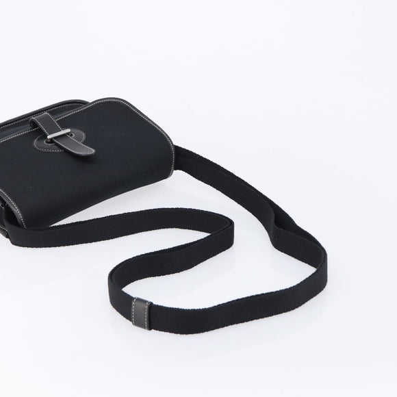 HERMES Buenaventura PM Shoulder Bag Canvas Black Auth 215407A