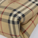 BURBERRY Nova Check Hand Bag PVC Beige Gold Auth 215413-10