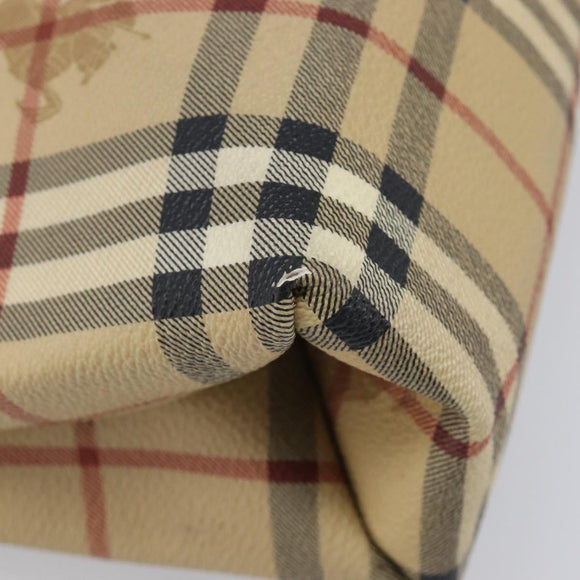 BURBERRY Nova Check Hand Bag PVC Beige Gold Auth 215413