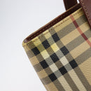 BURBERRY Nova Check Hand Bag PVC Beige Gold Auth 215413-15