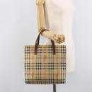 BURBERRY Nova Check Hand Bag PVC Beige Gold Auth 215413-23