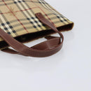 BURBERRY Nova Check Hand Bag PVC Beige Gold Auth 215413-7