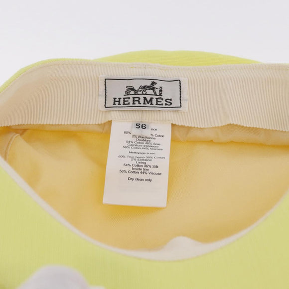 HERMES Casquette Hat Canvas Yellow Auth 215416M