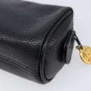 CHANEL Pouch Caviar Skin Black Gold CC Auth 215418-10