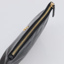 CHANEL COCO Mark Pouch Leather Black Gold CC Auth 215419A-6