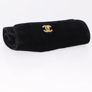 CHANEL Cosmetic Pouch Velor Black Gold CC Auth 215421A-6