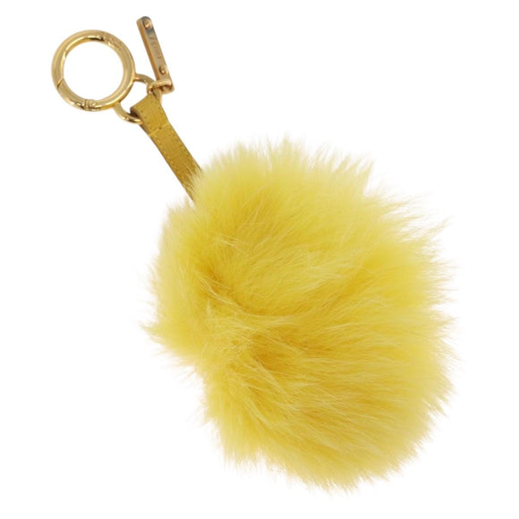 FENDI Bag Charm Fur Yellow Gold Auth 215422M