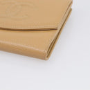 CHANEL Wallet Caviar Skin Beige Gold CC Auth 215436-8