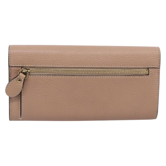 Chloe Elsie Long Wallet Leather Pink Gold Auth 215437A